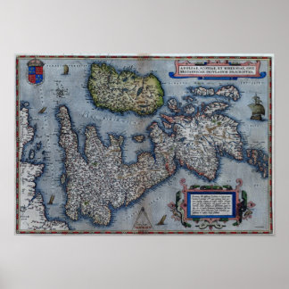 16th Century Map Of England Poster