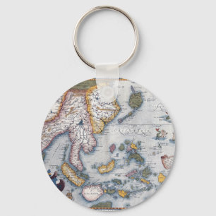 16th Century Map of South East Asia and Indonesia Key Ring