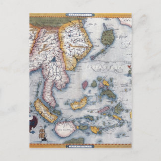 16th Century Map of South East Asia and Indonesia Postcard