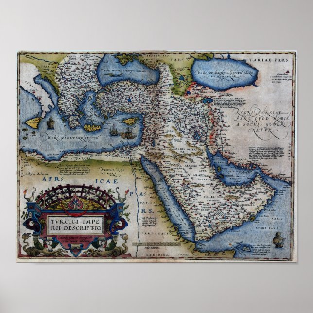 16th Century Map of The Middle East Poster (Front)