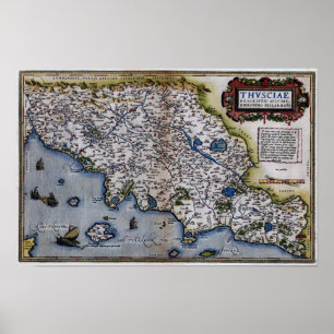 16th Century Map Of Tuscany Poster