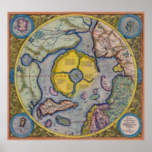 16th Century Mercator North Pole Map - Poster