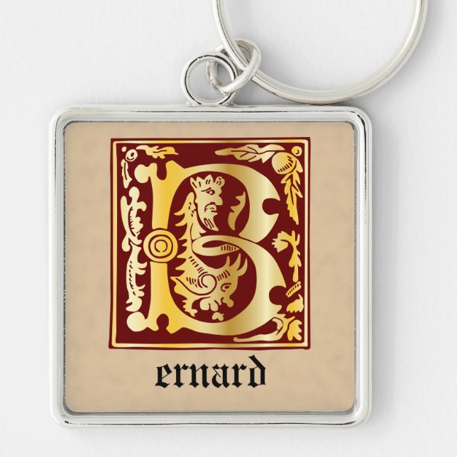 16th Century Mythic Creatures Decorative Capital B Key Ring (Front)