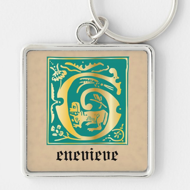16th Century Mythic Creatures Decorative Capital G Key Ring (Front)