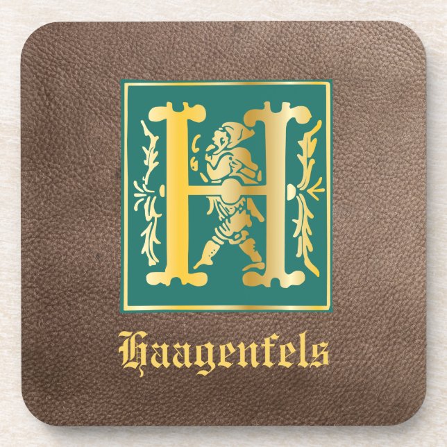 16th Century Mythic Creatures Decorative Capital H Coaster (Front)