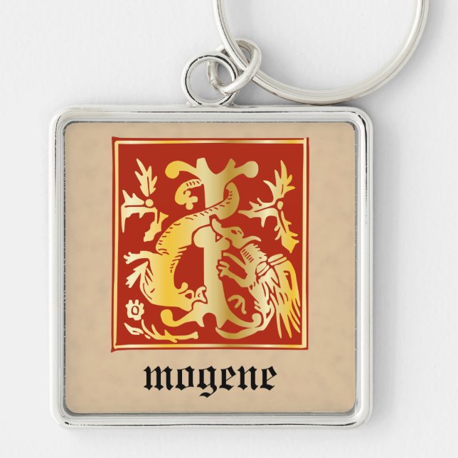 16th Century Mythic Creatures Decorative Capital I Key Ring (Front)