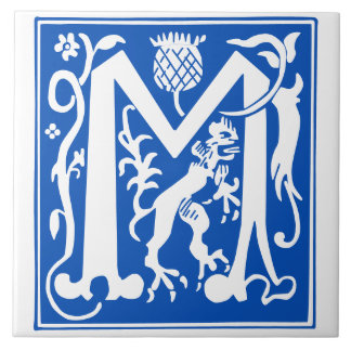 16th Century Mythic Creatures Decorative Capital M Tile