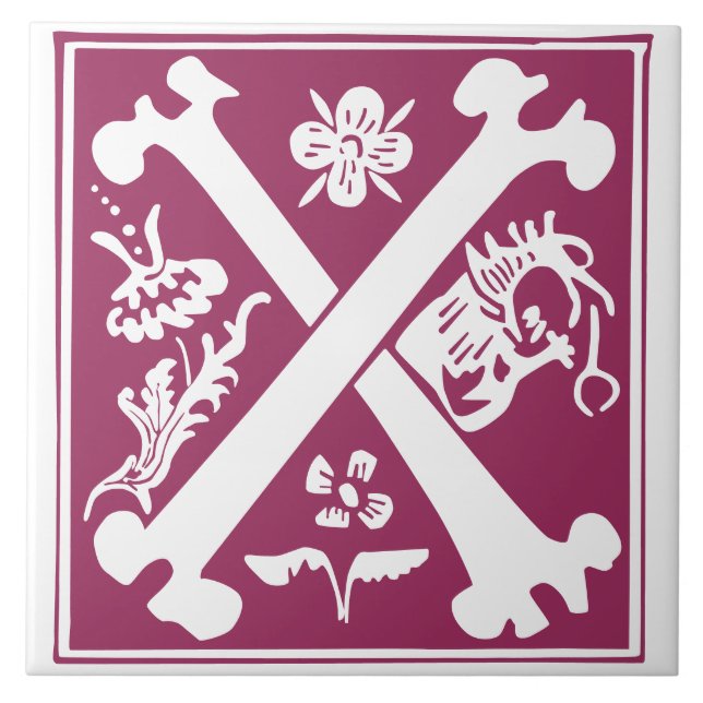 16th Century Mythic Creatures Decorative Capital X Tile (Front)