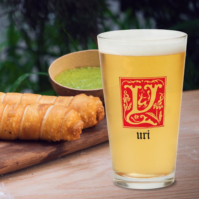 16th Century Mythic Creatures Decorative Capital Y Glass (Creator Uploaded)