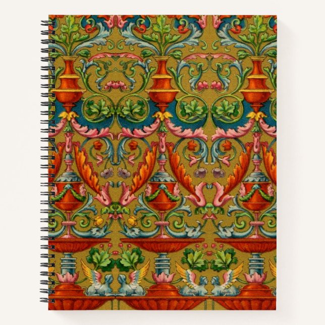 16th century winged sphynx fountain flowers fronds notebook (Front)