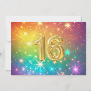 16th Colourful Rainbow star space  Holiday Card