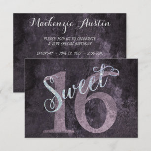 16th Dusty Pink Rose Sweet 16 Silver Glitter Invitation