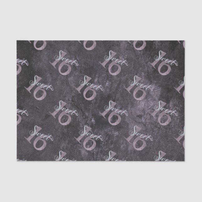 16th Dusty Pink Rose | Sweet 16 Silver Glitter | Tissue Paper (Front)