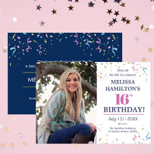 16th Photo Birthday Party Invitation