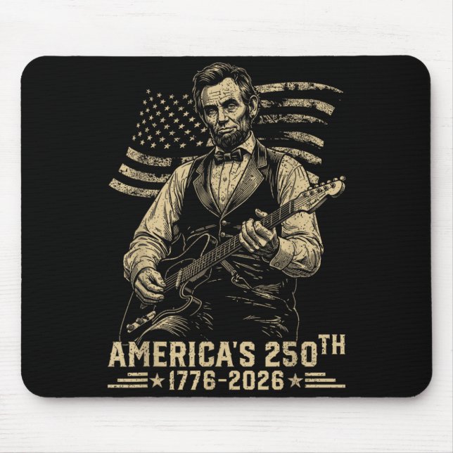 16th President Playing Guitar 4th Of July 250th Mouse Pad (Front)