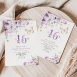 16th Purple Lilac Butterflies birthday Invitation<br><div class="desc">16th Purple Lilac Butterflies birthday Invitation. Quinceañera butterfly invitation.
Matching items available.</div>