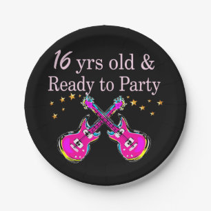 16TH ROCK STAR PAPER PLATE