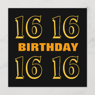 16th Teen Birthday Modern Gold and Black W1015 Card