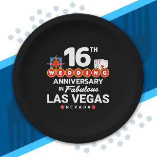 16th Wedding Anniversary Couples Las Vegas Trip Paper Plate