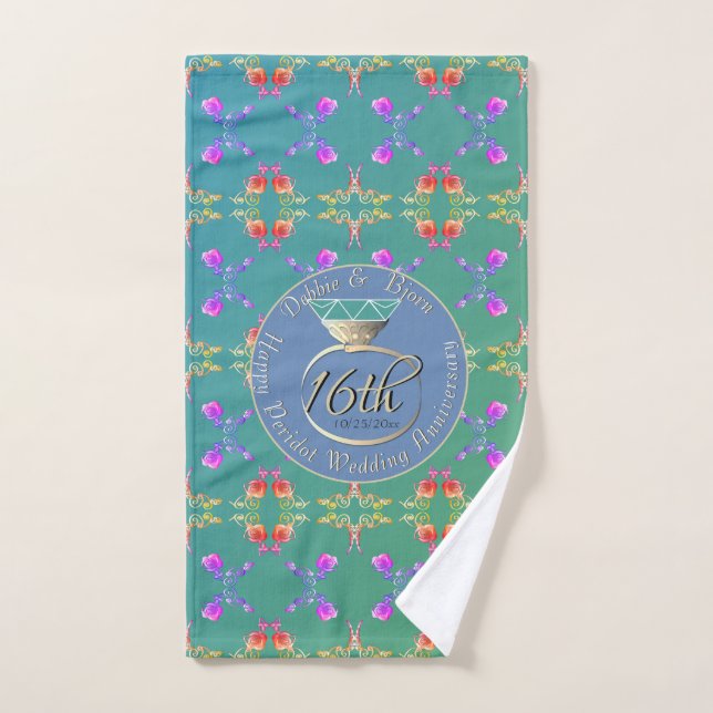 16th Wedding Anniversary Peridot Hand Towel (Hand Towel)
