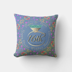 16th Wedding Anniversary Peridot & Sea Lavender T Cushion