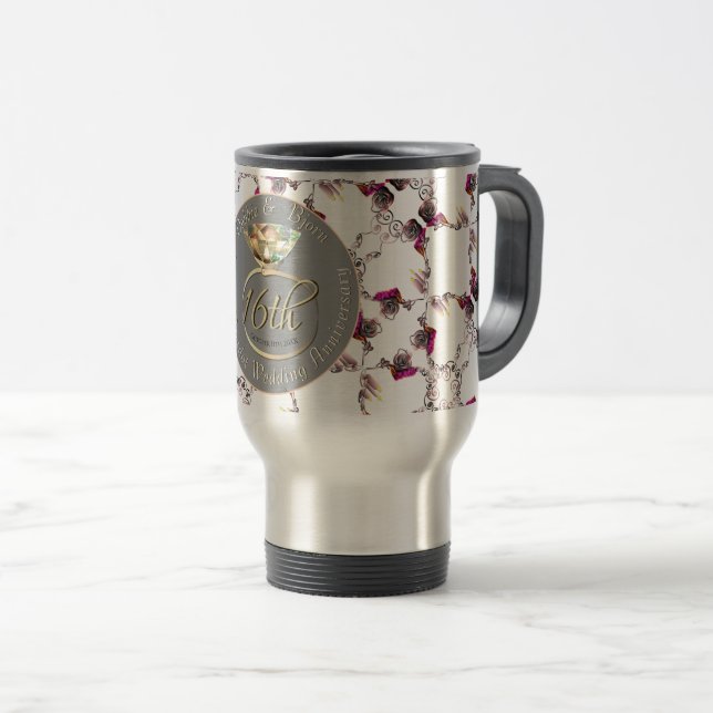 16th Wedding Anniversary Peridot & Silver   Travel Mug (Front Right)