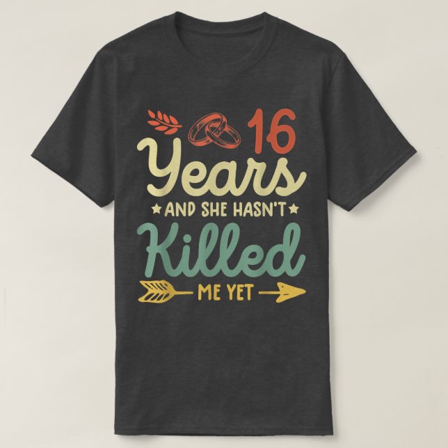 16th wedding anniversary  tee matching couples 16  (Design Front)