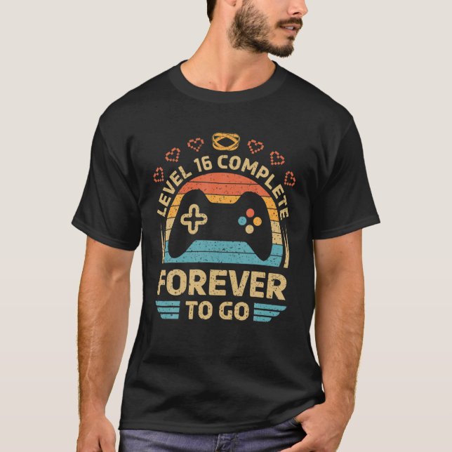 16Th Wedding Anniversary Video Gamer Level 16 Comp T-Shirt (Front)