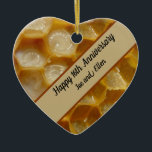 16th Wedding Anniversary, Wax Keepsake Heart Ceramic Tree Decoration<br><div class="desc">Wax is the traditional gift for a sixteenth wedding anniversary. This ceramic keepsake heart is decorated with an image of honey comb Bees Wax,  with a matching banner and editable text. A lovely gift.</div>