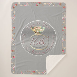 16th Wedding Wax Peridot Anniversary Sherpa Blanket