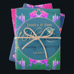 16th Wedding Wax, Statice Flower Wrapping Paper Sheet<br><div class="desc">A lovely,  colourful wrapping for her on their 16th wedding anniversary,  with traditional candle,  statice flower and peridot gemstone graphics!</div>