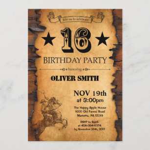16th Western Birthday Invitation