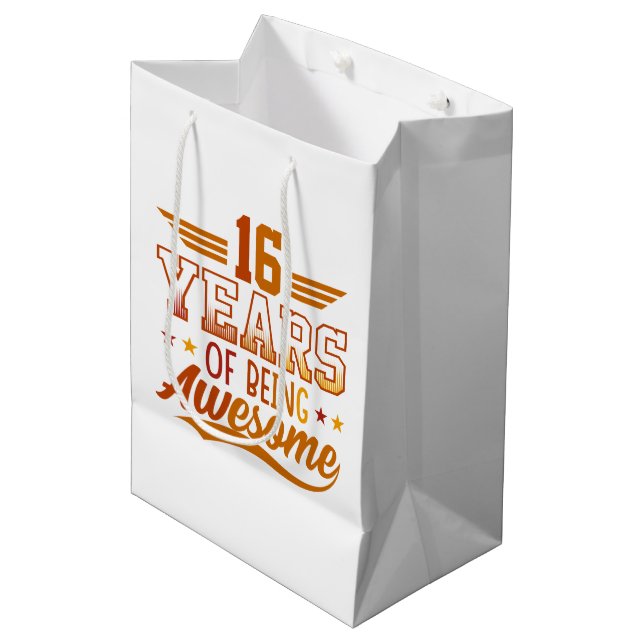 16th year awesome Birthday word art  Medium Gift Bag (Front Angled)