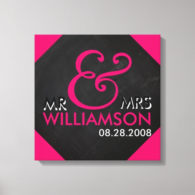 16x16 Chalkboard Wrapped Canvas Wedding Date Art (Front)