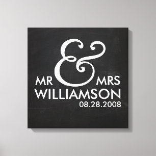 16x16 Chalkboard Wrapped Canvas Wedding Date Art