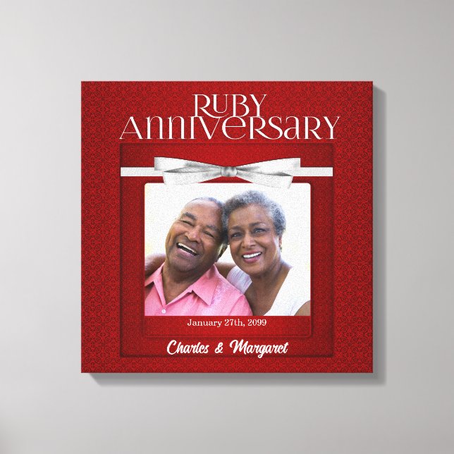 16x16 Ruby 60th Anniversary Photo Name Canvas Print (Front)