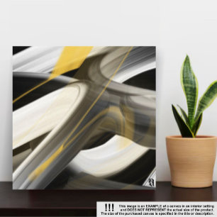 16x16" Trend Abstract Art Canvas Black White Gold Print