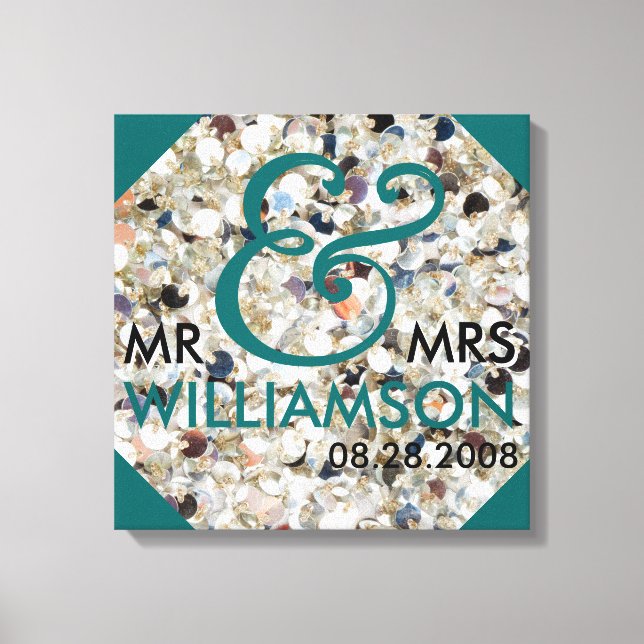 16x16 Wrapped Canvas Wedding Date Last Name Art (Front)