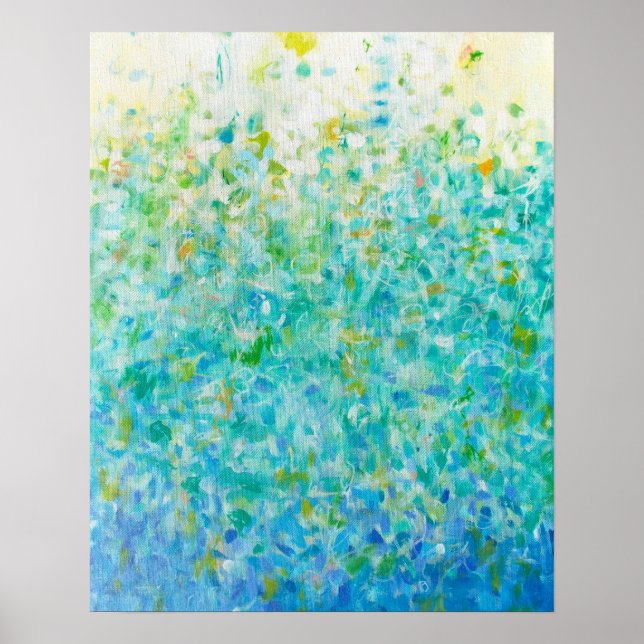 16x20 Abstract Turquoise Blue Light Yellow Print (Front)