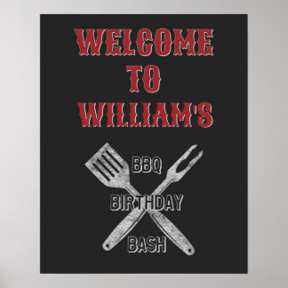 16x20 Backyard BBQ Birthday Party Welcome Sign