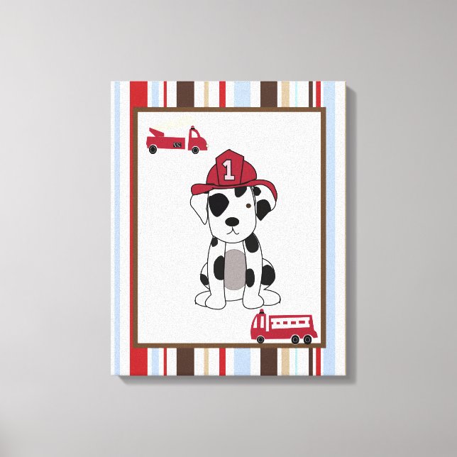 16x20 Canvas Art Nursery Print Nojo Fire Engine (Front)