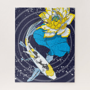 16x20 Koi and Lotus Puzzle for Colorblind People