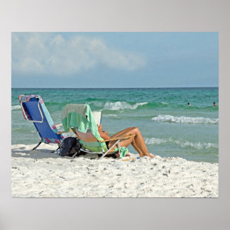 16x20 Painting Print Relaxing On The Beach