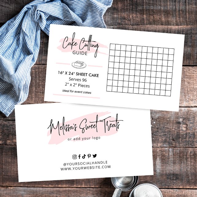 16x24" Rectangle Cake Serving Guide 2x2 Portions Enclosure Card (16x24 inch rectangle cake cutting guide, perfect to add to your cake boxes)
