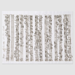1700 Music Fugue Composition Handwritten with Note Tissue Paper