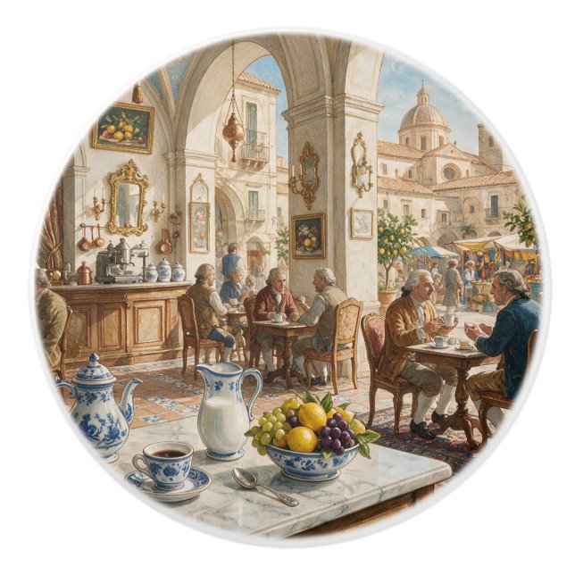 1700’s Sicilian Style Palermo Coffee House Ceramic Knob (Front)