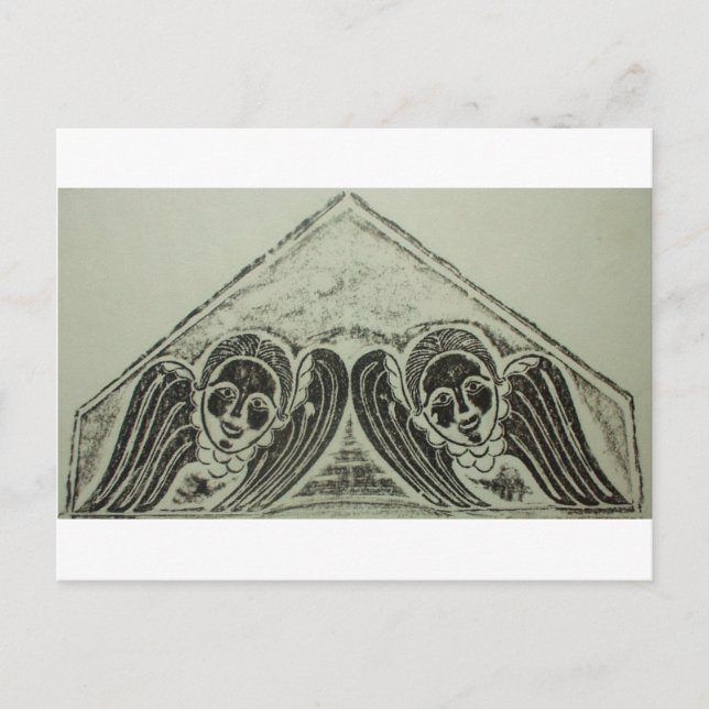 1700s Grave Rubbing Winged Cherubs Design Postcard (Front)