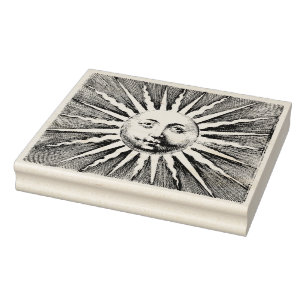 1700s Sun with Face Rubber Stamp