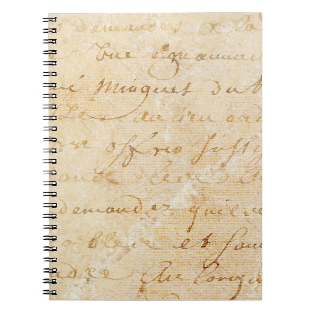 1700s Vintage French Antique Script Background Spiral Notebook (Front)