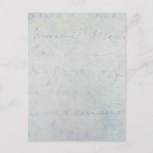 1700s Vintage French Blue Script Grunge Parchment Postcard